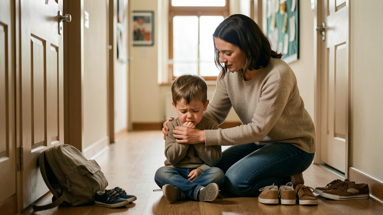 Crises d’un enfant de 3 ans au départ pour l’école : l’aider avec un cadre calme